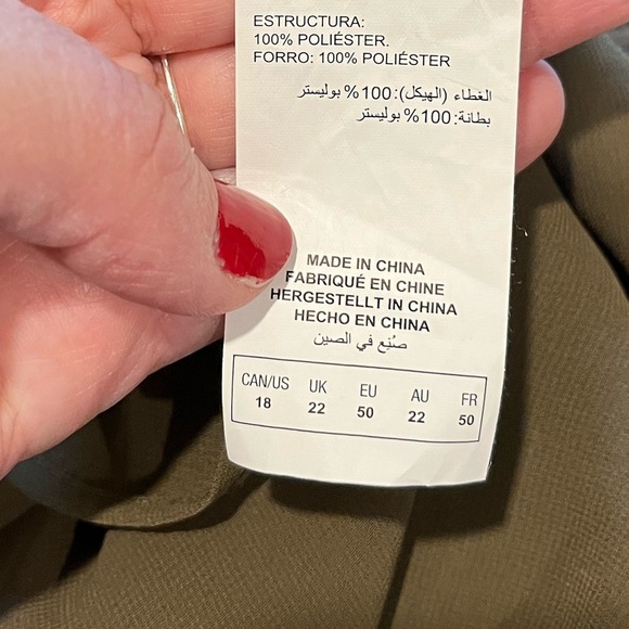 1980 Montréal – Olive Green Printed Dress Size 18 - Picture 9 of 9